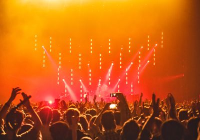 stage with lights and crowd